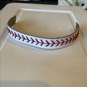White leather with baseball/softball red Stitching Bracelet